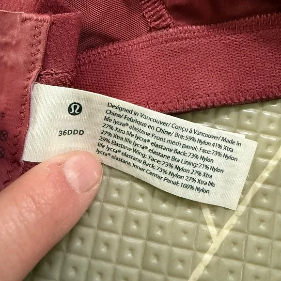 Lululemon Run Times Bra *High Support, B–G Cups Size 36 DDD Mulled Wine LW2CQLS - Picture 5 of 6